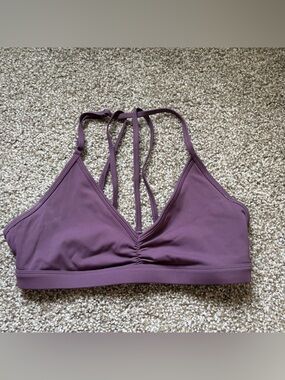 Purple Strappy Open-back Sports Bra